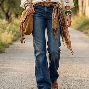 Amber Sun Boho Bootcut Flare Jeans Size 12 western  Y2K